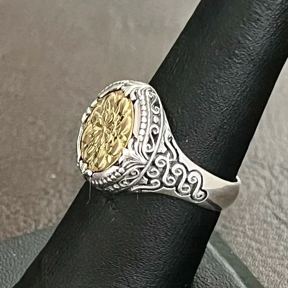 🔴SOLD🔴 Konstantino 18k gold and sterling silver filigree signet ring - Picture 9 of 15